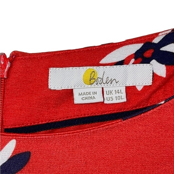 Boden Floral, cap sleeve, stretch jersey, lined dress. Size 14 US GUC - Picture 4 of 4